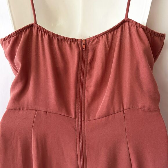 NWT Charlotte Russe Crepe Faux Wrap Midi Dress (M) in Rosewood Blouson Cocktail - Picture 7 of 12